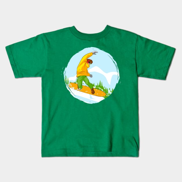 Snowboarder II Kids T-Shirt by lents